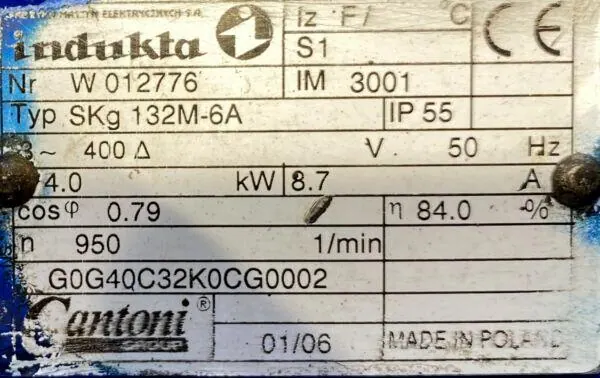 Silnik elektryczny 4kW 950obr. 3fazowy INDUKTA - zdjęcie 2