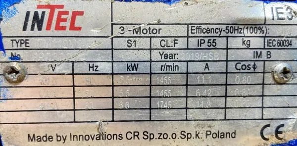 Silnik elektryczny 5,5kW 1455obr. 3fazowy IE3 - zdjęcie 2