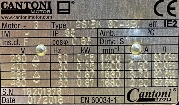 Silnik elektryczny 0,75kW 1400obr. 3fazowy IE2 B14 - zdjęcie 2