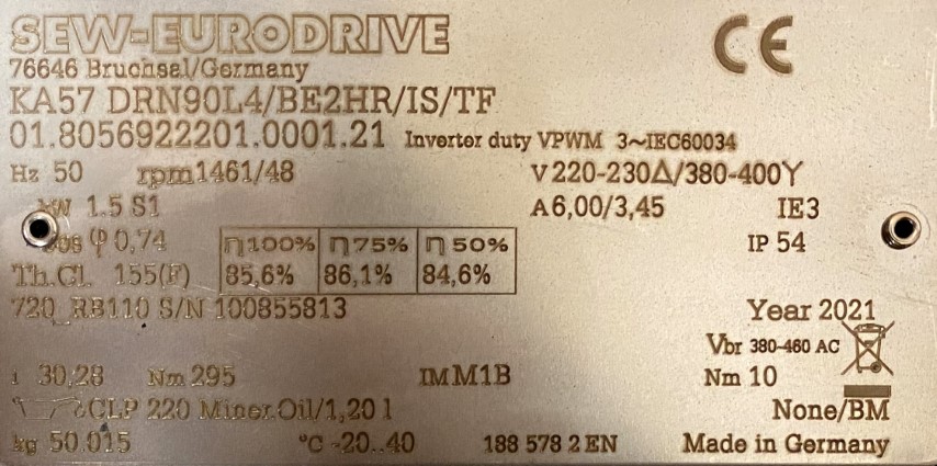 motoreduktor / przekładnia 1,5kW 48obr. HAMULEC SEW (tuleja) - zdjęcie 2