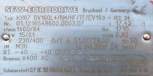 Motoreduktor / przekładnia 15kW 84obr. HAMULEC SEW - zdjęcie 2