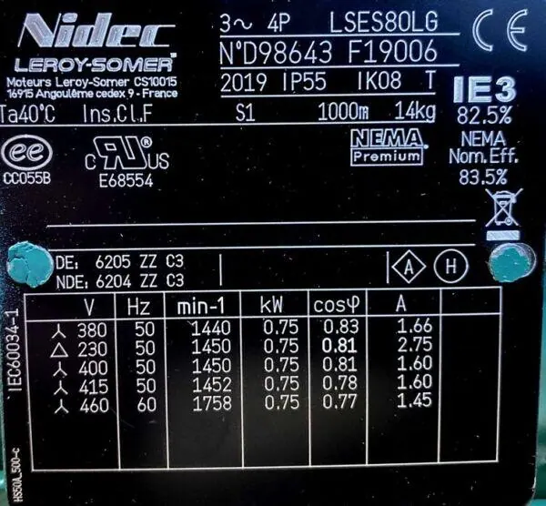 Silnik elektryczny 0,75kW 1450obr. 3fazowy IE3 - zdjęcie 2
