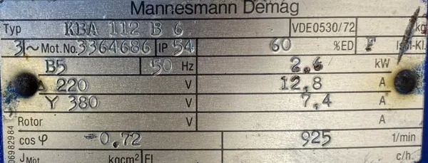Silnik elektryczny 2,6kW 925obr. 3fazowy HAMULEC - zdjęcie 2