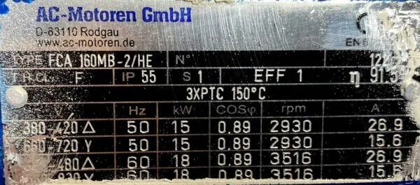 Silnik elektryczny 15kW 2930obr. 3fazowy - zdjęcie 2