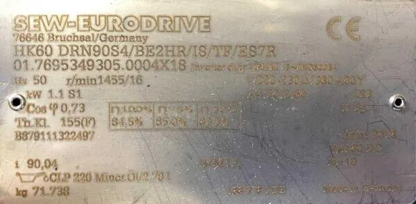 Motoreduktor / przekładnia 1,1kW 16obr. 3fazowy HAMULEC SEW - zdjęcie 2