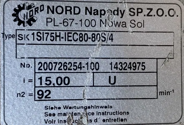 Motoreduktor / przekładnia 0,55kW 92obr. 3fazowy NORD - zdjęcie 4
