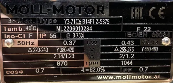 Silnik elektryczny 0,37kW 870obr. 3fazowy 71B34 - zdjęcie 2