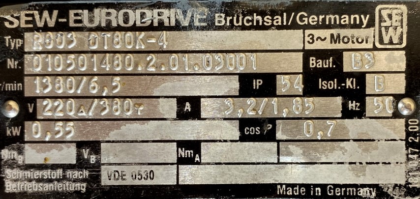 motoreduktor / przekładnia 0,55kW 6,5obr. 3fazowy SEW - zdjęcie 2