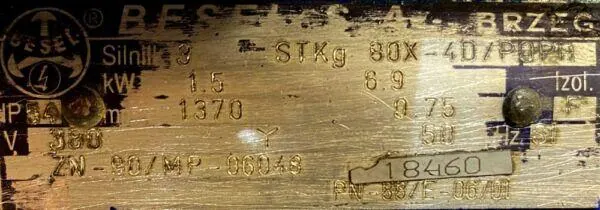 Silnik elektryczny 1,5kW 1370obr. 3fazowy OBCE CHŁODZENIE BESEL - zdjęcie 2