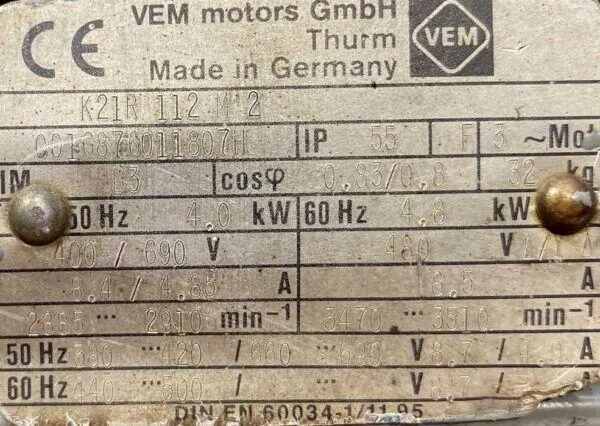 Silnik elektryczny 4kW 2910obr. 3fazowy HAMULEC VEM - zdjęcie 2