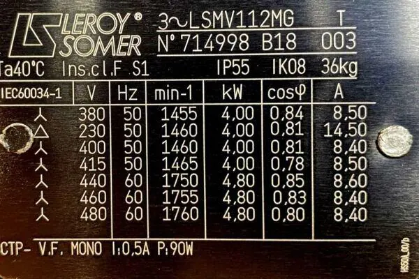 Silnik elektryczny 4kW 1460obr. 3fazowy OBCE CHŁODZENIE - zdjęcie 2