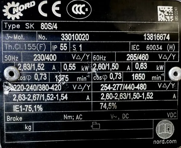 Motoreduktor / przekładnia 0,55kW 92obr. 3fazowy NORD - zdjęcie 2