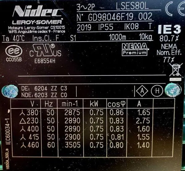 Silnik elektryczny 0,75kW 2890obr. 3fazowy IE3 (z) - zdjęcie 2