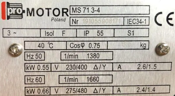 Motoreduktor / przekładnia 0,55kW 263obr. 3fazowy - zdjęcie 2