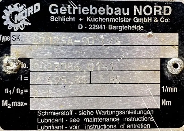 Motoreduktor / przekładnia 1,5kW 2,8obr. NORD - zdjęcie 3