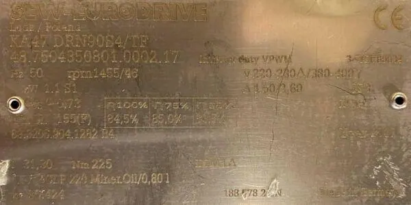 Motoreduktor / przekładnia 1,1kW 46obr. 3fazowy SEW - zdjęcie 2