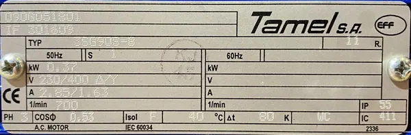 Silnik elektryczny 0,37kW 700obr. 3fazowy Tamel - zdjęcie 2