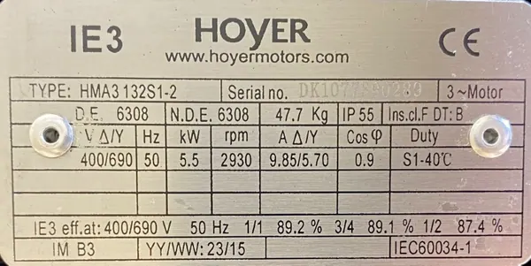 Silnik elektryczny 5,5kW 2930obr. 3fazowy IE3 - zdjęcie 2