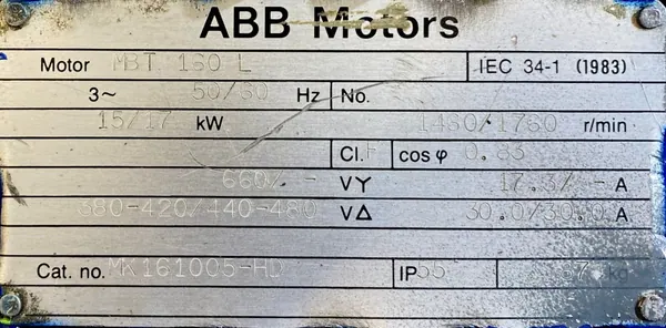 Silnik elektryczny 15kW 1460obr. 3fazowy ABB - zdjęcie 2