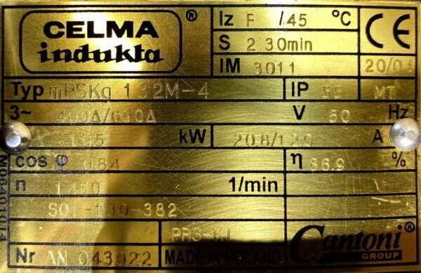 Silnik elektryczny 10,5kW 1450obr. 3fazowy INDUKTA - zdjęcie 2