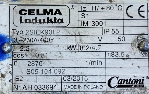 Silnik elektryczny 2,2kW 2870obr. 3fazowy INDUKTA IE2 - zdjęcie 2