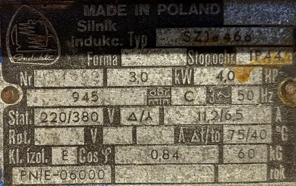 Silnik elektryczny 3kW 945obr. 3fazowy Tamel SZJe 46a - zdjęcie 2