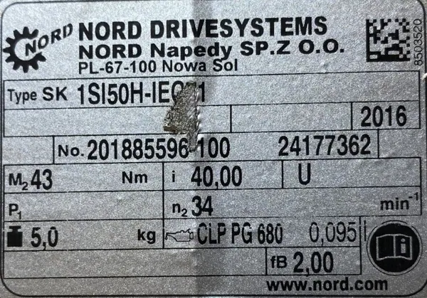 Motoreduktor / przekładnia 0,25kW 34obr. 3fazowy NORD - zdjęcie 4