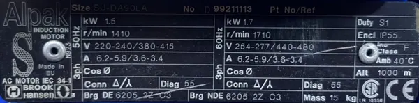 Silnik elektryczny 1,5kW 1410obr. 3fazowy - zdjęcie 2