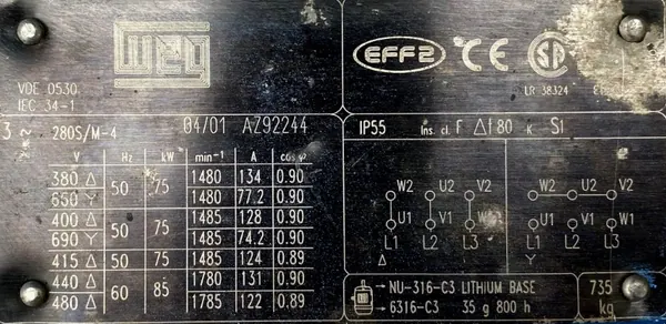 Silnik elektryczny 75kW 1485obr. 3fazowy WEG - zdjęcie 2