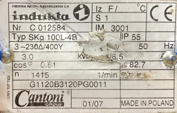 Silnik elektryczny 3kW 1415obr. 3fazowy INDUKTA - zdjęcie 2