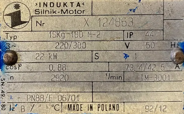Silnik elektryczny 22kW 2920obr. 3fazowy INDUKTA B5 - zdjęcie 2