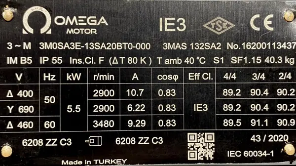 Silnik elektryczny 5,5kW 2900obr. 3fazowy IE3 - zdjęcie 2