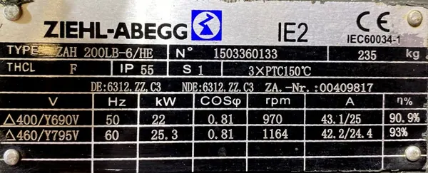 Silnik elektryczny 22kW 970obr. 3fazowy IE2 - zdjęcie 2