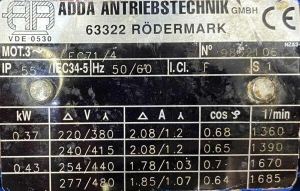Silnik elektryczny 0,37kW 1360obr. 3fazowy - zdjęcie 2