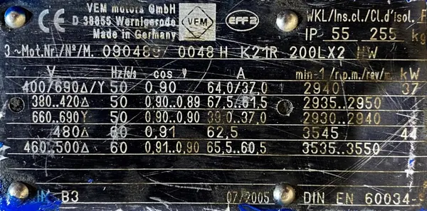 Silnik elektryczny 37kW 2940obr. 3fazowy VEM - zdjęcie 2