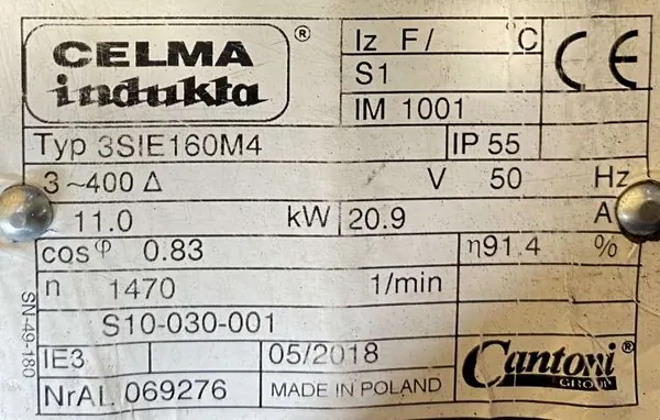 Silnik elektryczny 11kW 1470obr. 3fazowy INDUKTA IE3 - zdjęcie 2