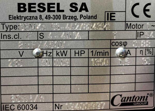 motoreduktor / przekładnia 0,09kW 1,1obr. 1fazowy 230V DO PIECA - zdjęcie 2