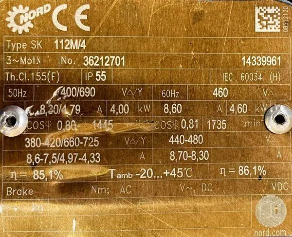 Motoreduktor / przekładnia 4kW 50obr. NORD - zdjęcie 2