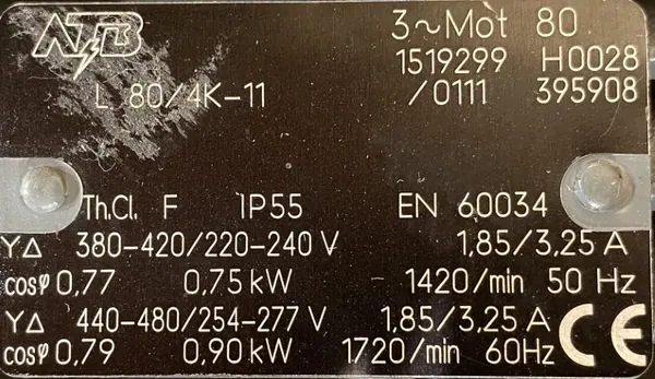 Silnik elektryczny 0,75kW 1420obr. 3fazowy - zdjęcie 2