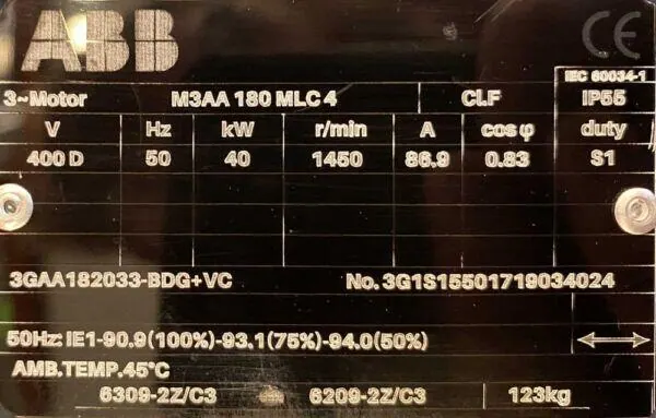 Silnik elektryczny 40kW 1450obr. 3fazowy ABB - zdjęcie 2