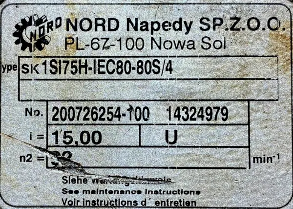 Motoreduktor / przekładnia 1,5kW 92obr. NORD - zdjęcie 4