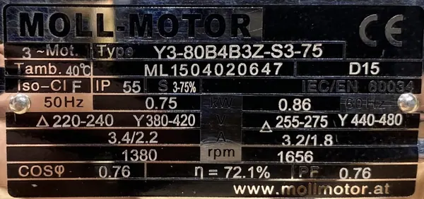 Silnik elektryczny 0,75kW 1380obr. 3fazowy B3 - zdjęcie 2