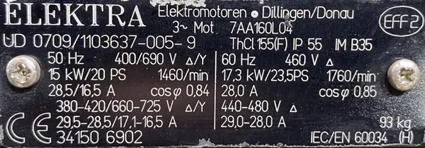 Silnik elektryczny 15kW 1460obr. 3fazowy B5 - zdjęcie 2