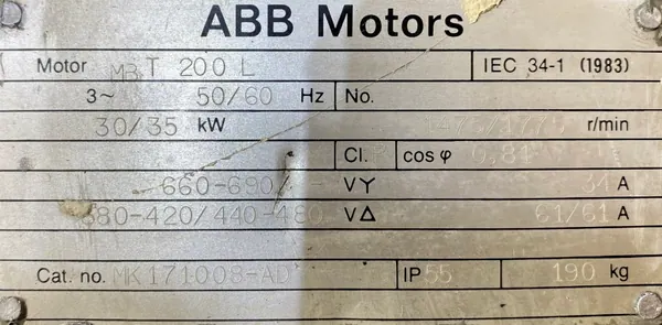 Silnik elektryczny 30kW 1475obr. 3fazowy ABB - zdjęcie 2