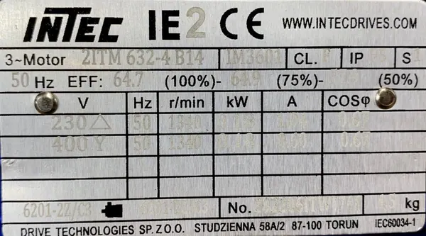 Silnik elektryczny 0,18kW 1340obr. 3fazowy IE2 - zdjęcie 2