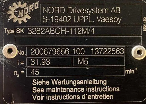 Motoreduktor / przekładnia 4kW 45obr. NORD - zdjęcie 3