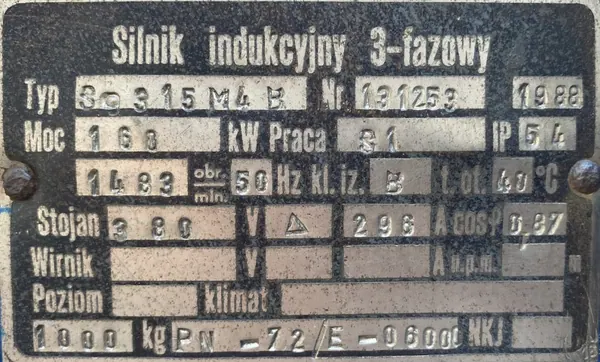 Silnik elektryczny 160kW 1483obr. 3fazowy EMIT - zdjęcie 2