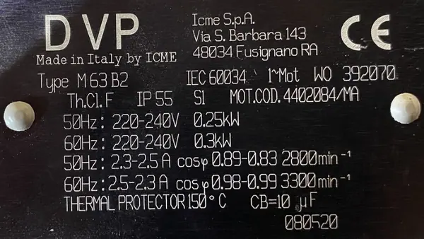 Pompa próżniowa 0,25kW 2800obr. 1fazowa 230V DVP - zdjęcie 3