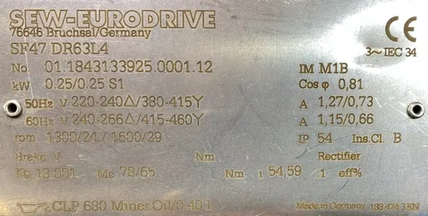 Motoreduktor / przekładnia 0,25kW 24obr. 3fazowy SEW - zdjęcie 2