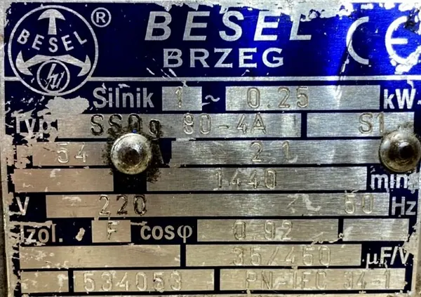 Silnik elektryczny SSOG 80-4A 0,25kW 1440obr. 1fazowy 230V BESEL - zdjęcie 2
